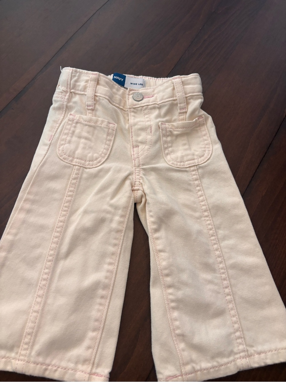 Old Navy Pastel Pink Wide-Leg Jeans with Front Patch Pockets